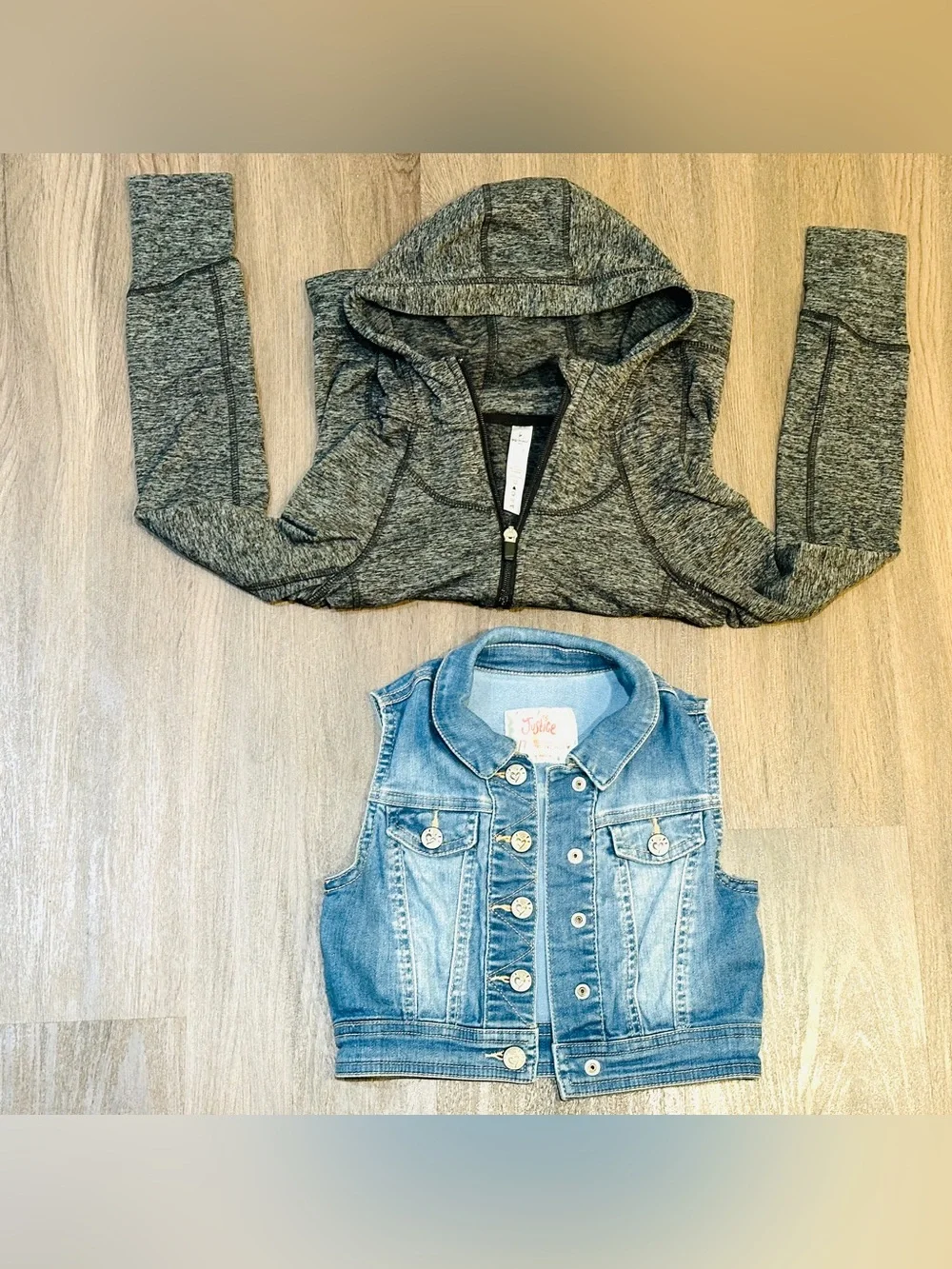 Girls Size 6-8 Jacket Bundle Zip Hoodie Denim Vest Athleisure